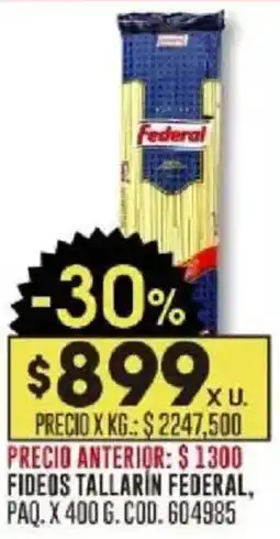 Coto Federal fideos tallarin paq. oferta