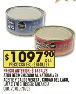 Coto Ciudad del lago atún desmenuzado al natural/en aceite y caldo vegetal lata oferta