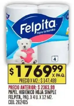 Coto Felpita papel higienico hoja simple paq. oferta