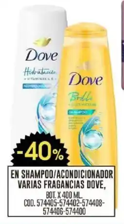 Coto Dove en shampoo/acondicionador varias fragancias oferta