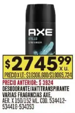 Coto Axe desodorante/antitranspirante varias fragancias aer. oferta