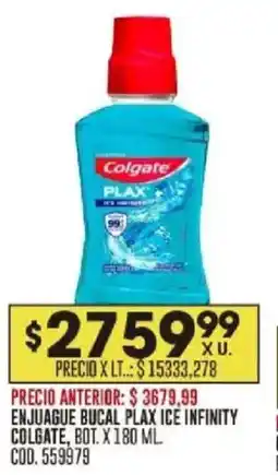 Coto Colgate enjuague bucal plax ice infinity bot. oferta