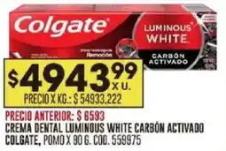 Coto Colgate crema dental luminous white carbon activado pomo oferta