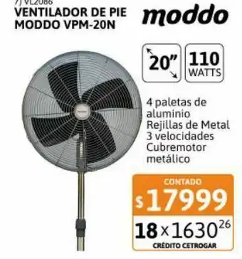 Cetrogar Ventilador de pie 20" moddo metalico vpm-20n oferta
