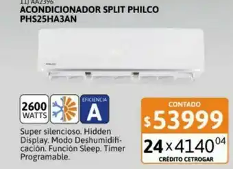 Cetrogar Aire acondicionado split philco phs25ha3an 2600w frão calor oferta