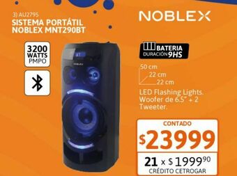 Cetrogar Sistema portatil noblex mnt290bt 3200w bt oferta