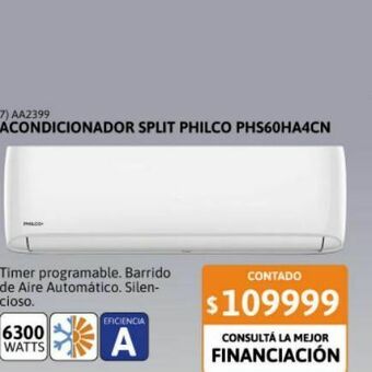Cetrogar Aire acondicionado split philco phs60ha4cn 6300w frã­o calor ea oferta