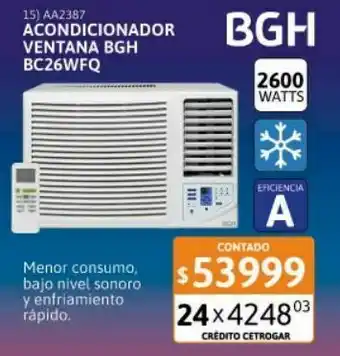 Cetrogar Aire acondicionado ventana bgh bc26wfq 2600w frã­o solo oferta