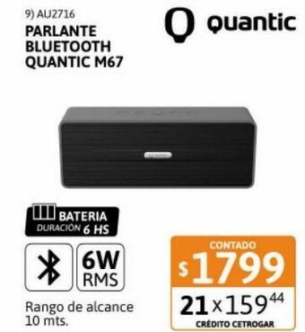 Cetrogar Parlante bluetooth quantic m67 6w oferta