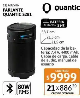 Cetrogar Parlante bt quantic s281 80w oferta