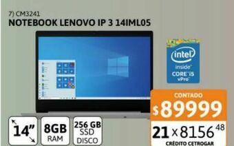 Cetrogar Notebook lenovo ip 3 14iml05 i5 8gb 256gb oferta