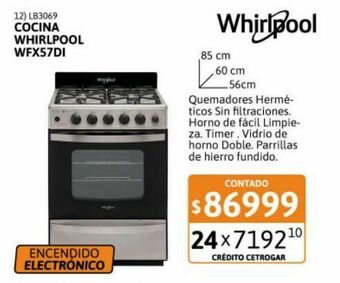 Cetrogar Cocina whirlpool wfx57di inox multigas oferta