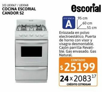 Cetrogar Cocina escorial candor s2 gn 51cm oferta