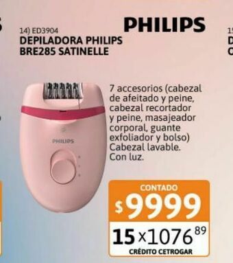 Cetrogar Depiladora philips bre285 satinelle essential 7 acce oferta
