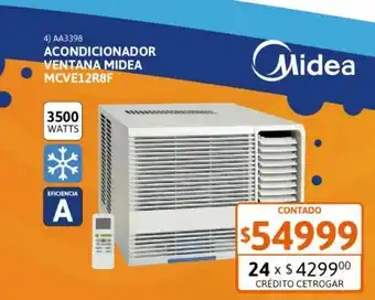 Cetrogar Aire acondicionado ventana midea mcve12r8f 3500w frã­o solo oferta