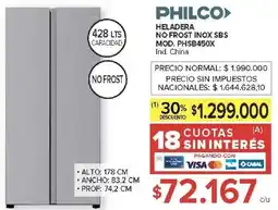 Carrefour Philco heladera no frost inox sbs oferta
