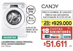 Carrefour Candy lavarropas carga frontal oferta