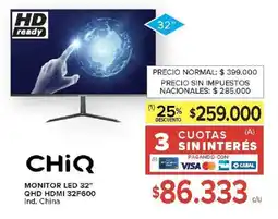 Carrefour Chiq monitor led 32" qhd hdmi 32f600 oferta