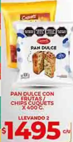 Supermercados DIA Cuquets pan dulce con frutas chips oferta