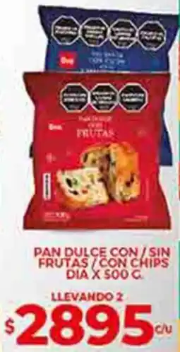 Supermercados DIA Dia pan dulce con/sin frutas con chips oferta