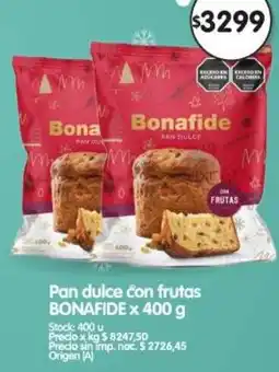 Supermercados Buenos Días Bonafide pan dulce con frutas oferta