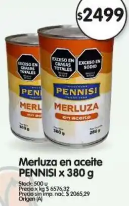 Supermercados Buenos Días Pennisi merluza en aceite oferta