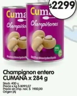Supermercados Buenos Días Cumana champignon entero oferta
