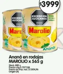 Supermercados Buenos Días Marolio ananá en rodajas oferta