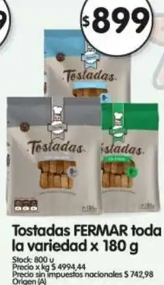 Supermercados Buenos Días Fermar tostadas toda la variedad oferta