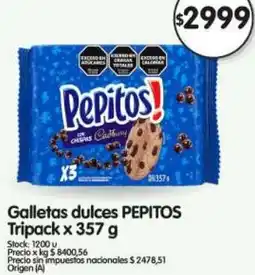 Supermercados Buenos Días Pepitos galletas dulces tripack oferta