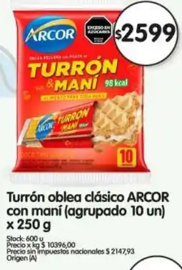 Supermercados Buenos Días Arcor turrón oblea clásico con maní oferta