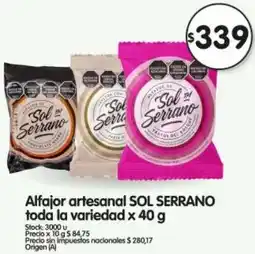 Supermercados Buenos Días Sol serrano alfajor artesanal toda la variedad oferta