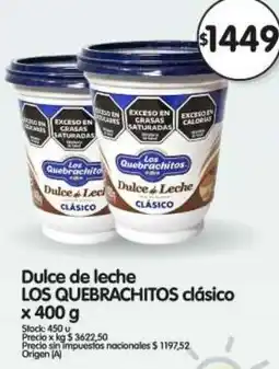 Supermercados Buenos Días Los quebrachitos dulce de leche clásico oferta