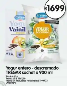 Supermercados Buenos Días Tregar yogur entero-descremado sachet oferta
