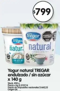 Supermercados Buenos Días Tregar yogur natural endulzado / sin azúcar oferta