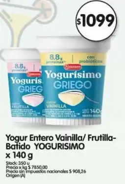 Supermercados Buenos Días Yogurisimo yogur entero vainilla/ frutilla- batido oferta