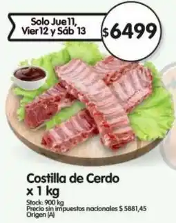 Supermercados Buenos Días Costilla de cerdo oferta