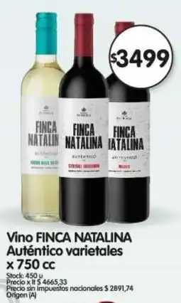 Supermercados Buenos Días Finca natalina vino auténtico varietales oferta