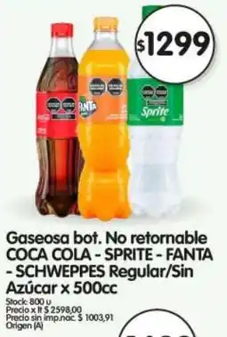 Supermercados Buenos Días Coca cola-sprite - fanta -schweppes gaseosa bot. no retornable regular/sin oferta
