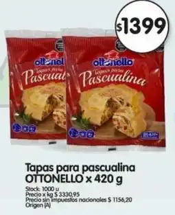 Supermercados Buenos Días Ottonello tapas para pascualina oferta