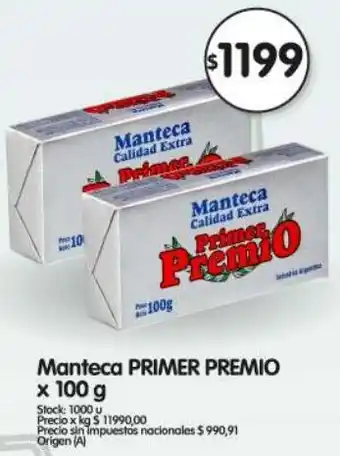 Supermercados Buenos Días Primer premio manteca oferta