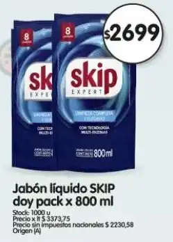 Supermercados Buenos Días Skip jabón líquido doy pack oferta