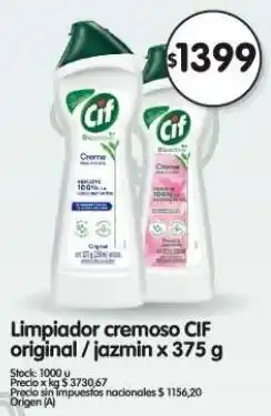 Supermercados Buenos Días Cif limpiador cremoso original/jazmin oferta