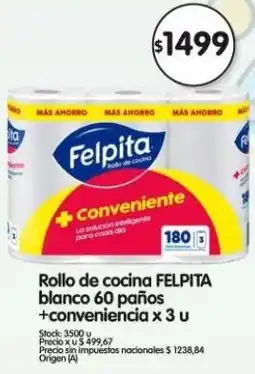 Supermercados Buenos Días Felpita rollo de cocina blanco oferta