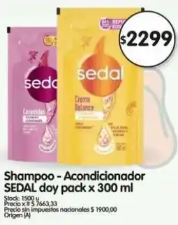 Supermercados Buenos Días Sedal shampoo-acondicionador doy pack oferta