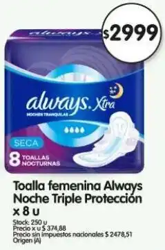 Supermercados Buenos Días Always toalla femenina noche triple protección oferta