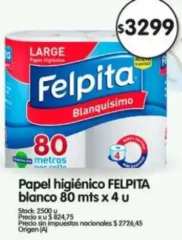 Supermercados Buenos Días Felpita papel higiénico blanco oferta
