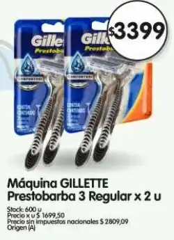 Supermercados Buenos Días Gillette máquina prestobarba oferta