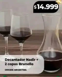 Supermayorista Vital Decantador nadir + 2 copas brunello oferta