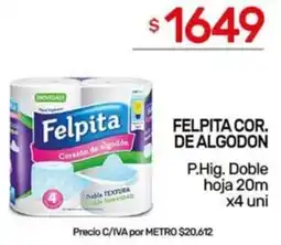 Nini Mayorista Felpita cor. de algodon p.hig. doble hoja oferta